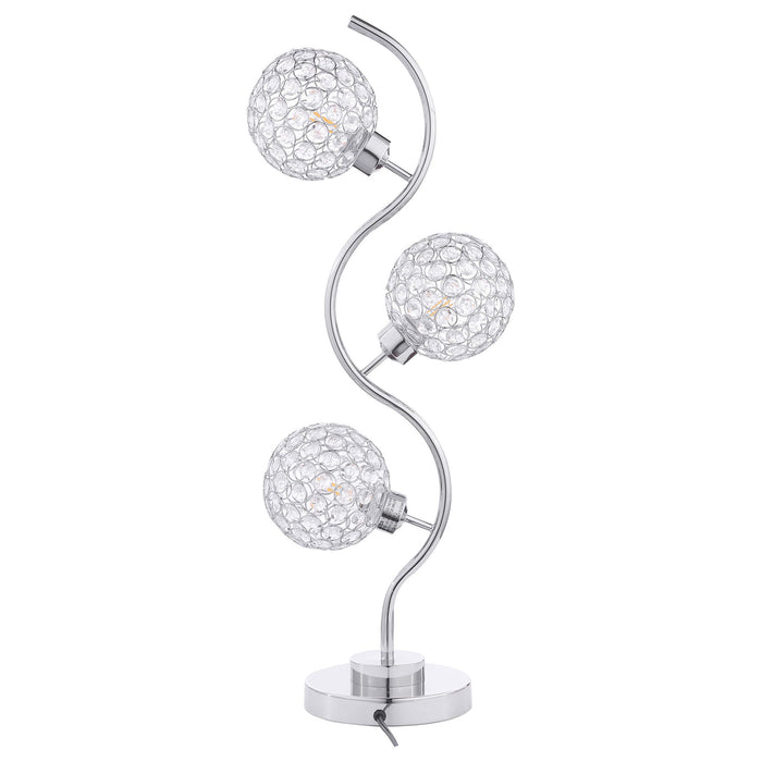 Vandy - 3 Light Curvy Table Lamp With Orb Shades - Chrome