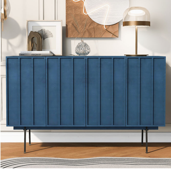 U_Style Modern Cabinet With 4 Doors, Suitable For Living Rooms, Entrance And Study Rooms - Navy Blue