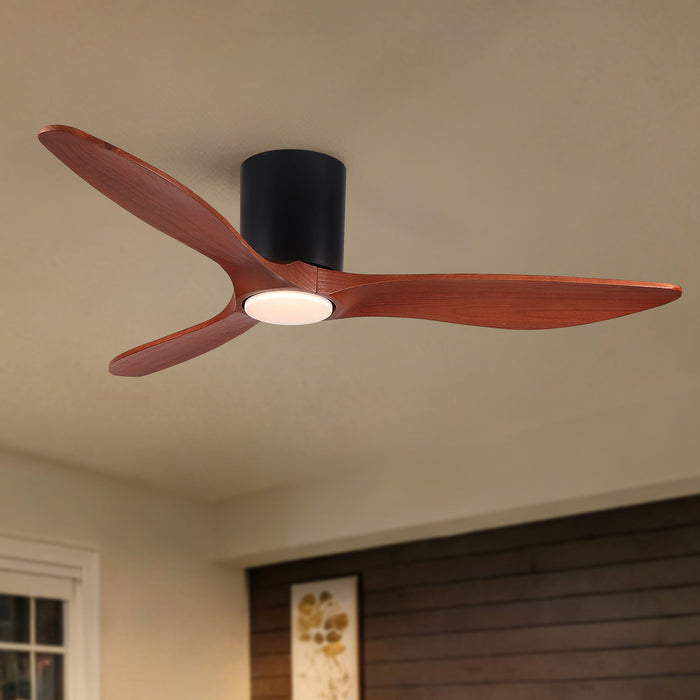 Low Profile Flush Mount Ceiling Fan With Light And Reversible Quiet Motor - Matte Black Daily Nest