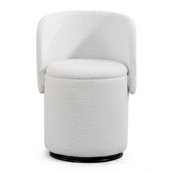 Barrel Chair & Built In Storage, 360° Swivel - Beige Home Essentials