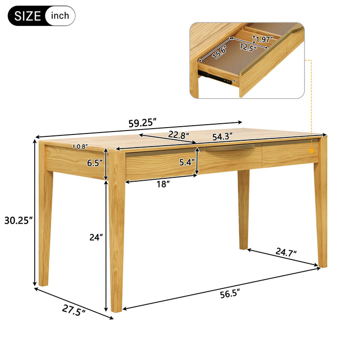 Modern Home Office Desk With Drawers Noble House