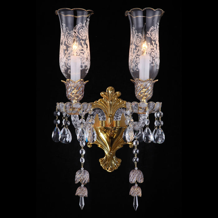 Michael Amini Lighting - Garnier 2-Light Traditional Crystal Wall Sconce - Gold Michael Amini