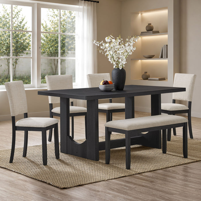 Dining Table Set, Rectangular Kitchen Table With Upholstered Chairs Home Essentials