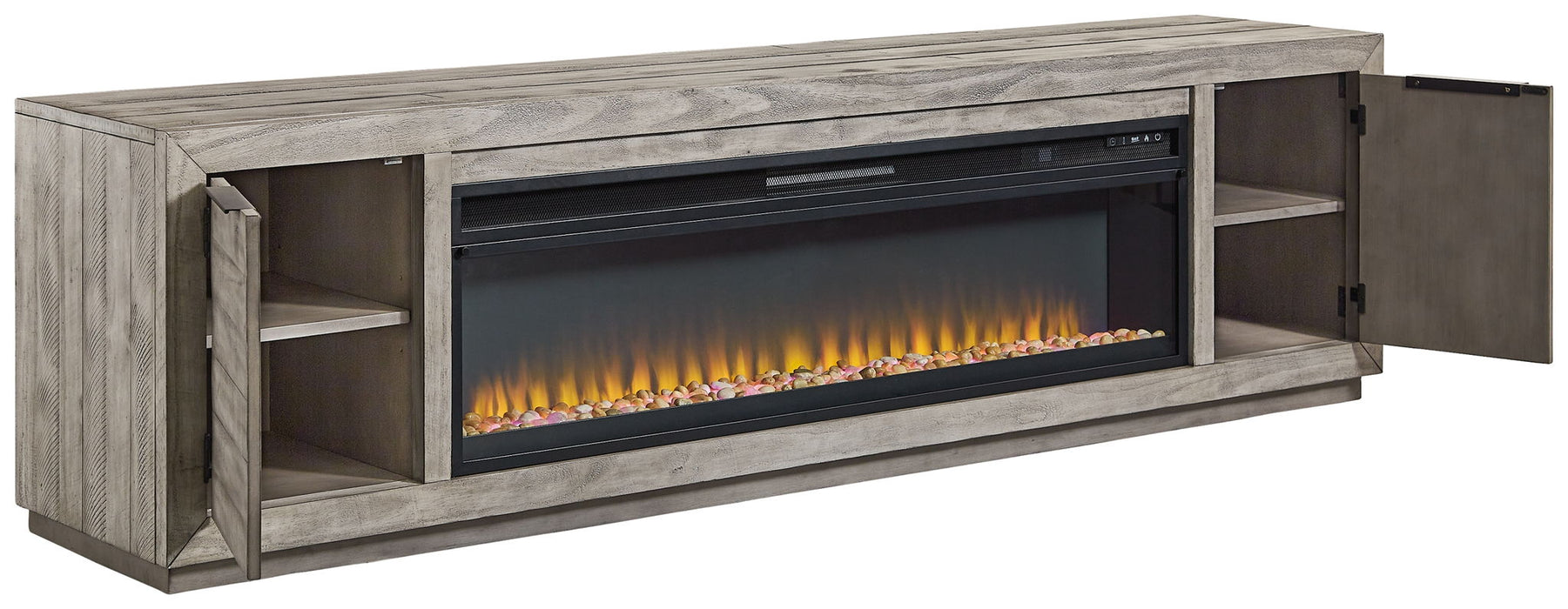 Naydell - 92" TV Stand With Wide Fireplace Insert - Gray Signature Design by Ashley®