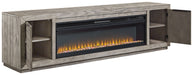 Naydell - 92" TV Stand With Wide Fireplace Insert - Gray Signature Design by Ashley®