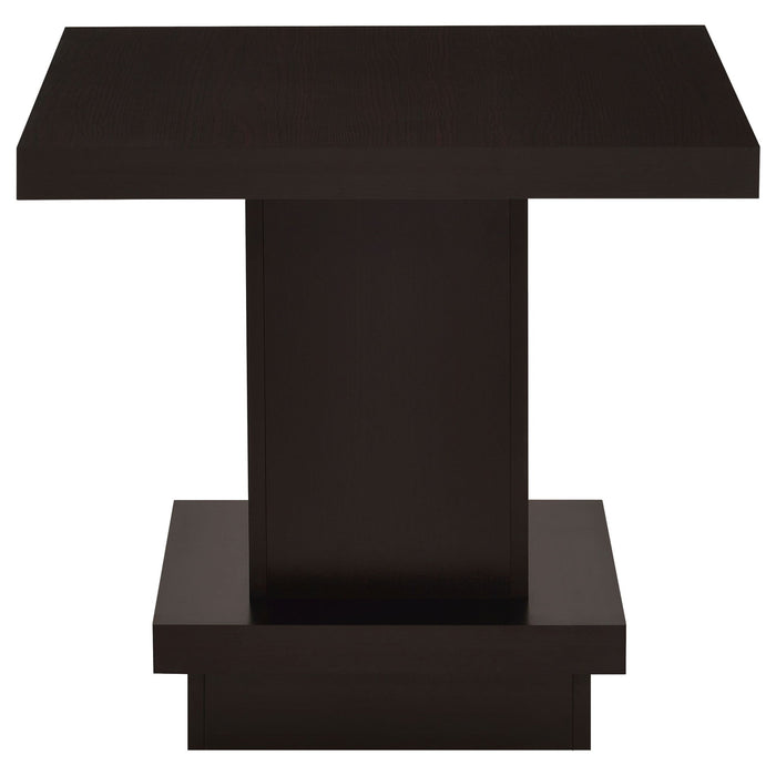 Mbala - Square Pedestal End Table - Cappuccino Furniture Max
