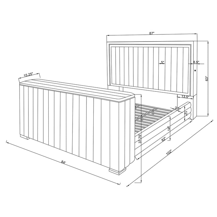 Elliot - Bed With Immersive Sound, LED Lighting, Fireplace Footboard, TV Lift Global Furniture USA