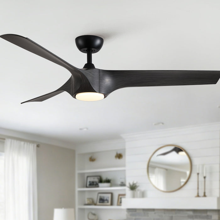 Reversible Quiet Motor Ceiling Fan Light With ABS Blades - Black / Gray Daily Nest