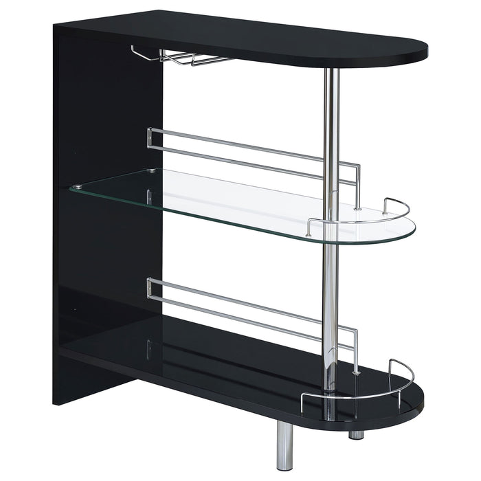 Karinna - 2 Tier Home Bar Table With Shelf - Silver Furniture Max