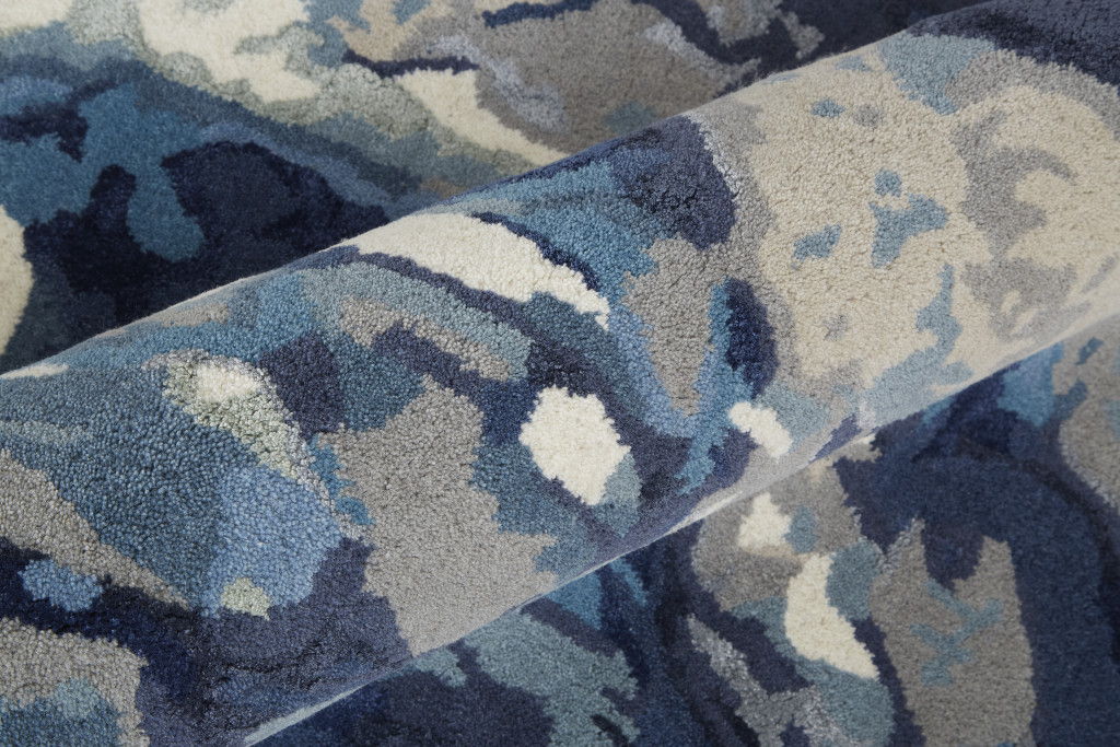 10' x 14' Wool Floral Hand Tufted Area Rug - Blue