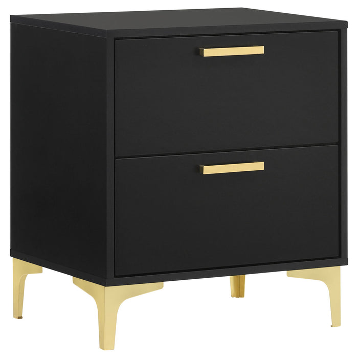 2 Drawer Rectangular Nightstand - Black