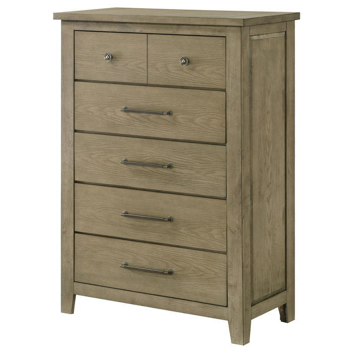 Pelton - 5 Drawer Chest - Oak Furniture Max