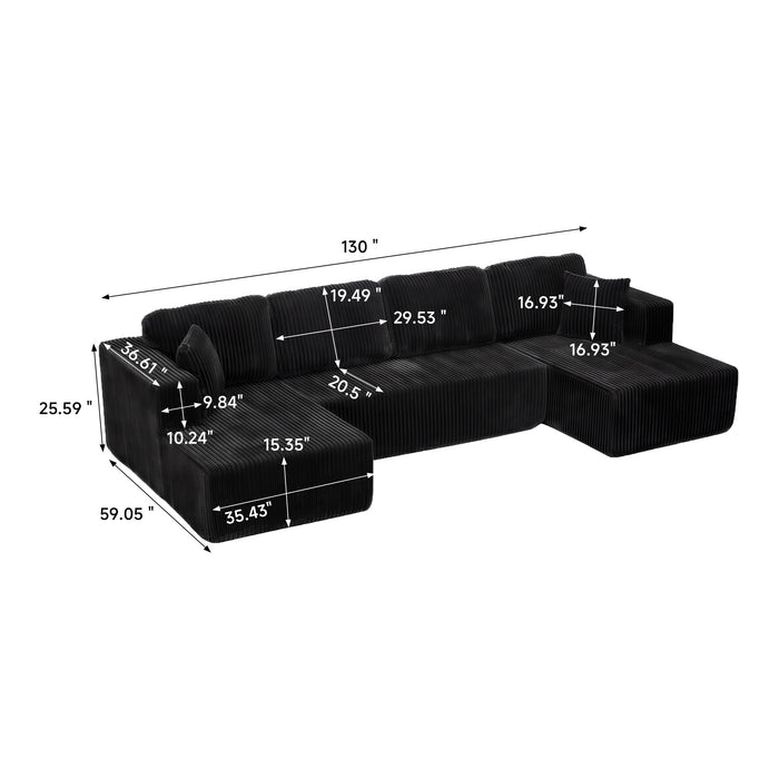 U-Shape Modular Sectional Sofa For Living Room Home Essentials