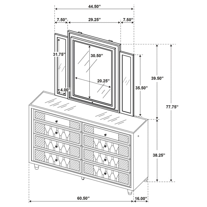 Mika - 8 Drawer LED Dresser With Mirror - Ivory Furniture Max