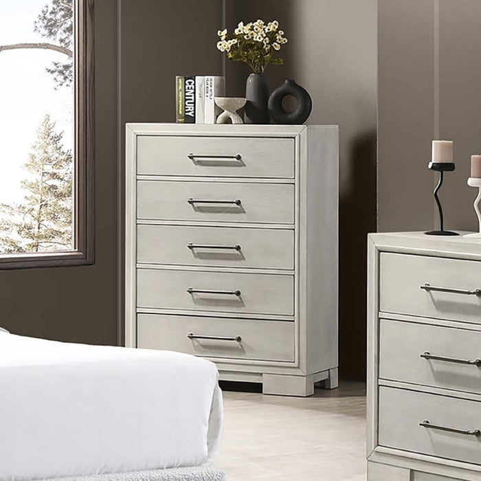 1 Piece Chest With Square Legs And Sleek Handles - Antique White Home Essentials