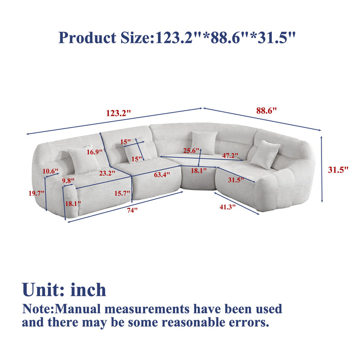 Luxury Curved Corner Sectional Sofa With 4 Pillows Home Essentials