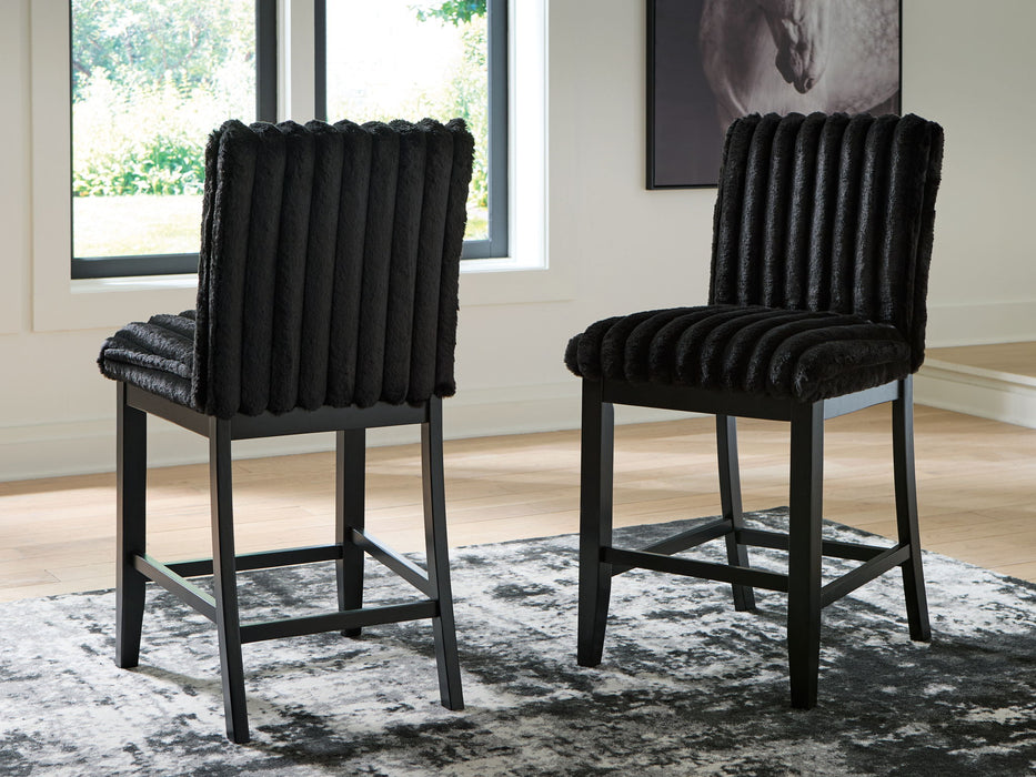 Mervannie - Upholstered Barstool (Set of 2) - Black Signature Design by Ashley®