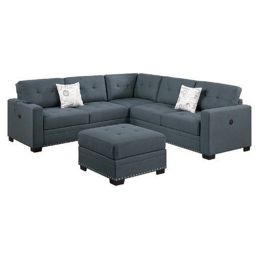 Casual Simple Tufted Sectional 4 Piece Set With USB Loveseat Home Essentials