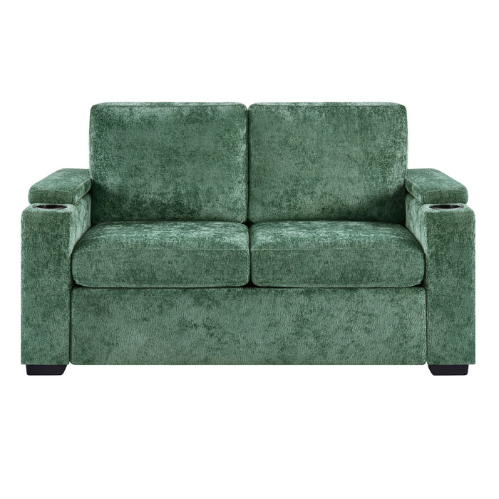Pull Out Sofa Bed Loveseat With Twin Mattress, Cup Holders And Arm Storage Hearth and Haven
