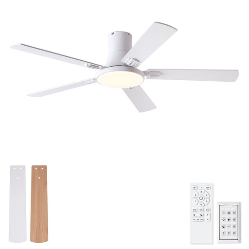 Flush Mount Ceiling Fans With LED Light And Remote Control, 5 Blades Daily Nest