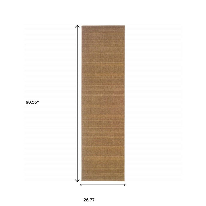 2' X 8' Stain Resistant Indoor / Outdoor Area Rug - Tan