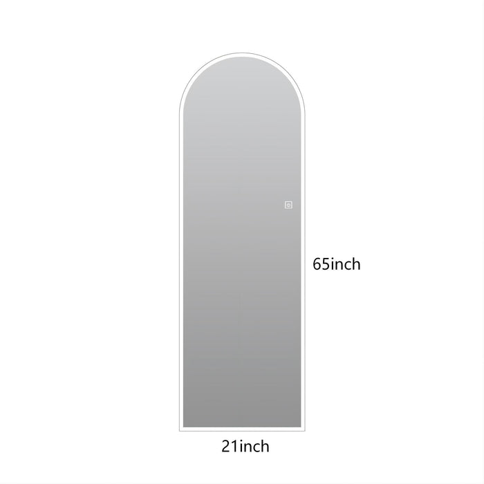 LED Full Length Wall Mirror With Symmetrical Arch Design, Dimmable 3 Color Temperature Lighting - Silver