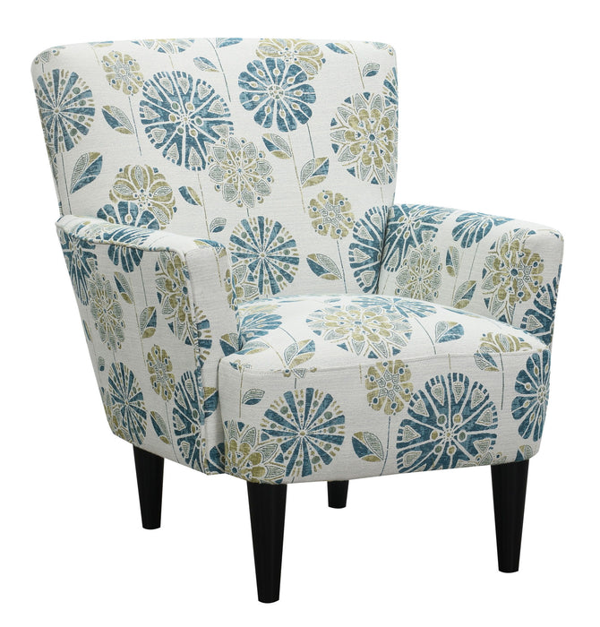 Floral Accent Chair - Blue - Wood Emerald Home