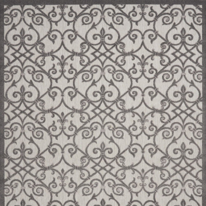 10' X 13' Damask Non Skid Indoor / Outdoor Area Rug - Gray / Charcoal