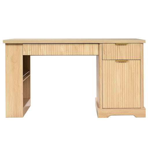 Modern Fluted Office Desk With Storage Cabinet Home Essentials
