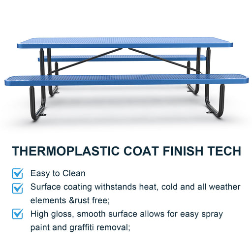 Metal Expanded Rectangular Picnic Table Home Essentials