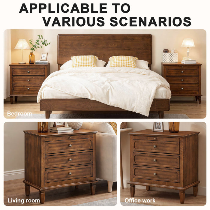 3 Drawer Nightstand With Charging Station, Bedside Table With USB & Type C Port And 2 AC Outlets Home Essentials