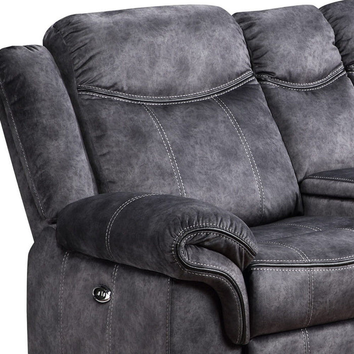 Microfiber Power Reclining Loveseat With Storage - Dark Gray