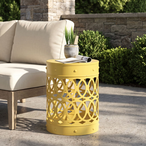 Outdoor Metal Large End Table, Modern Design Noble House