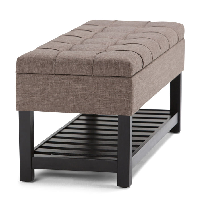 Saxon - Upholstered Transitional Storage Ottoman Bench Simpli-Home