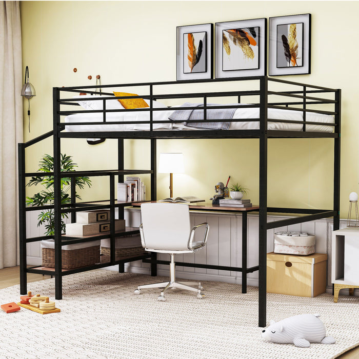 Loft Bed With Desk And Lateral Storage Ladder