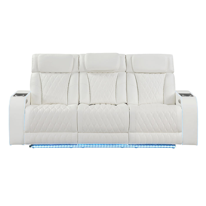 Electra - Power Reclining Sofa With Power Headrests, Drop Down Table, Reading Light, Massage, LED Lighting And USB Control Matrix Furniture Group