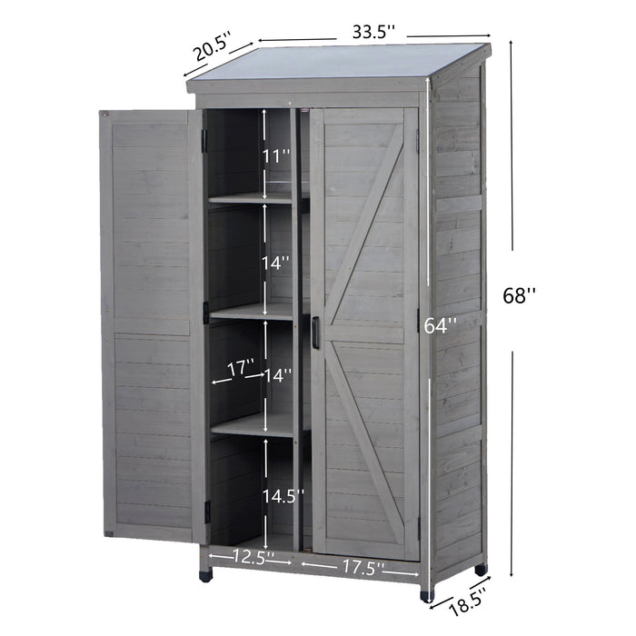 Outdoor Storage Shed With Vertical Tool Cabinet For Backyard Home Essentials