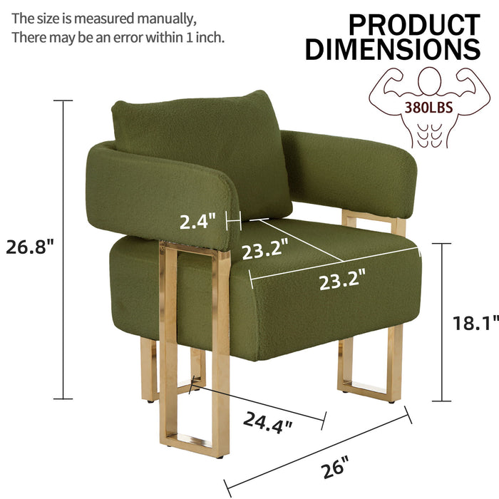 Modern Decorative Chair Teddy Fleece Upholstered And Metal Foot Home Essentials