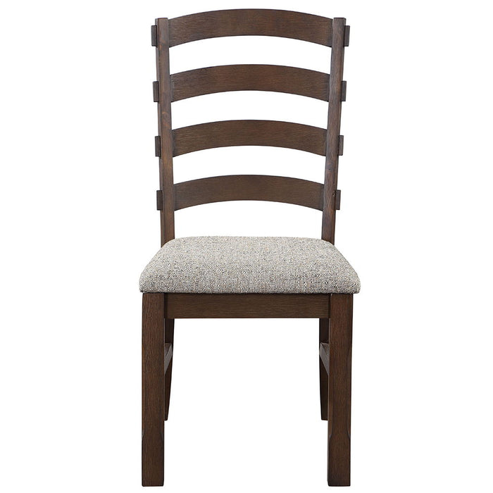 Pascaline - Side Chair Set of 2) - Gray Fabric, Rustic Brown & Oak