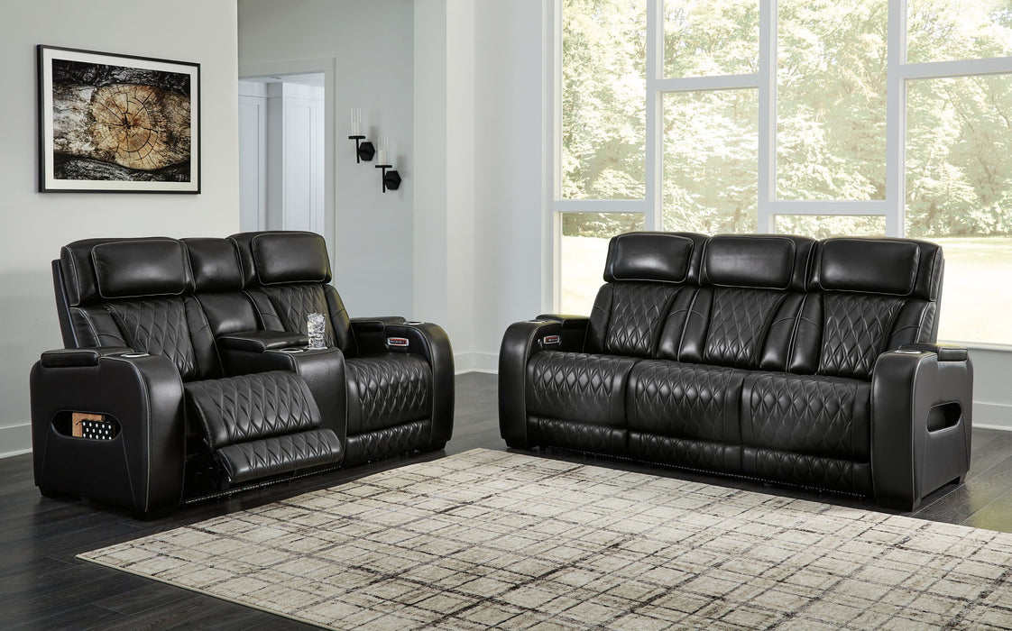 Boyington - 2 Pc. - Power Reclining Sofa And Loveseat - Black Signature Design by Ashley®