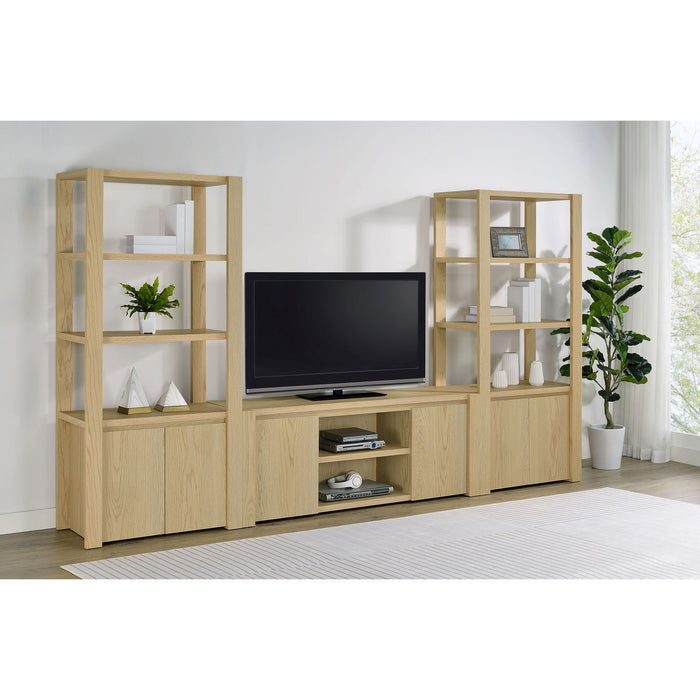 Susac - 3 Piece Entertainment Center With TV Stand And Media Towers - Light Oak Furniture Max
