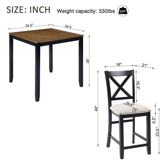 5 Piece Counter Height Dining Table Set With 4 Chairs Home Essentials