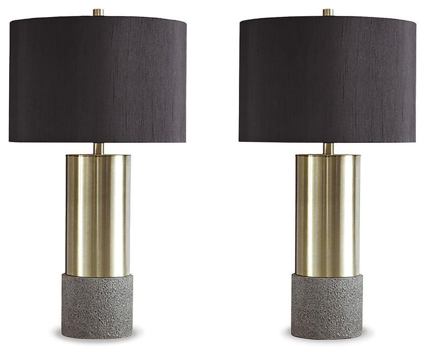 Jacek - Metal Table Lamp (Set of 2) - Gray / Brass Finish Signature Design by Ashley®