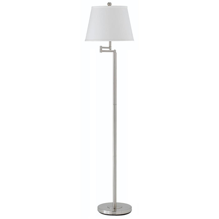Swing Arm Floor Lamp With White Square Shade - Nickel