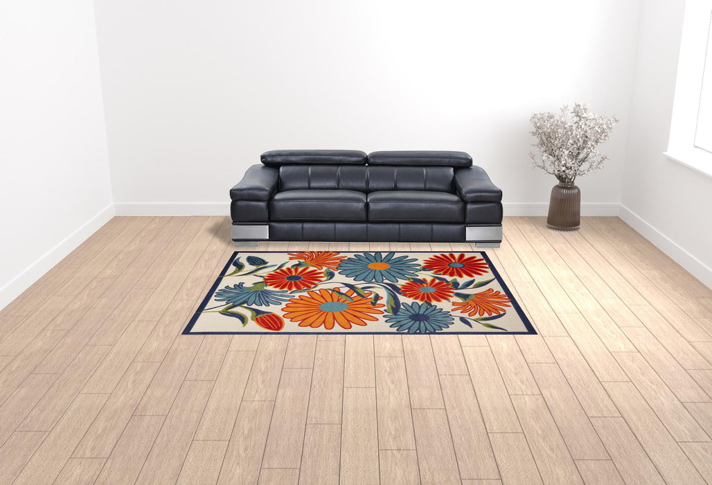 7' X 10' Floral Stain Resistant Non Skid Area Rug - Multicolor