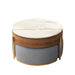 Lift Top Round Coffee Table With Hidden Storage, 3 Upholstered Nesting Ottomans - Brown / Gray / Golden / White Home Essentials