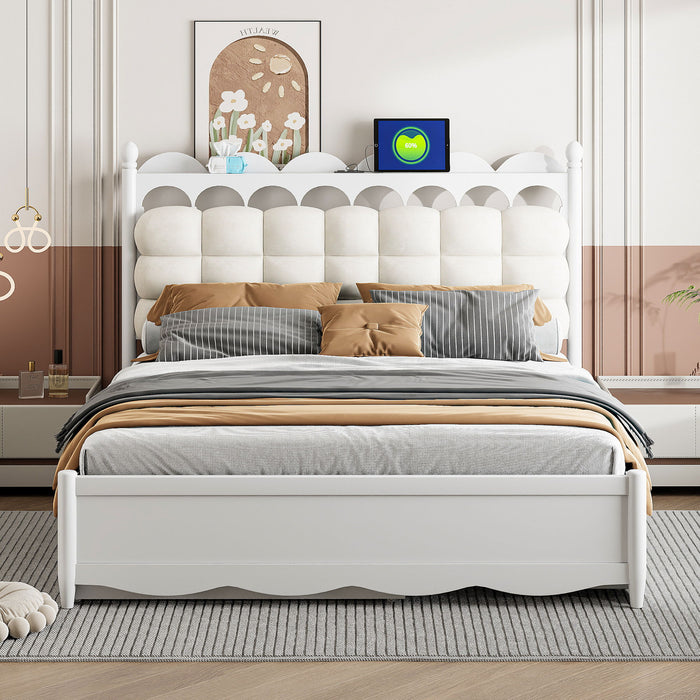 Storage Platform Bed, With 2 Big Drawers, Trundle, One Set Of Sockets & USB Ports Timeless Haven