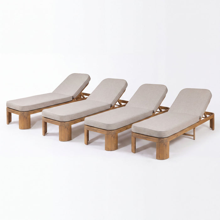 Outdoor Chaise Lounge With Cushion, 5 Position Adjustable Backrest Noble House