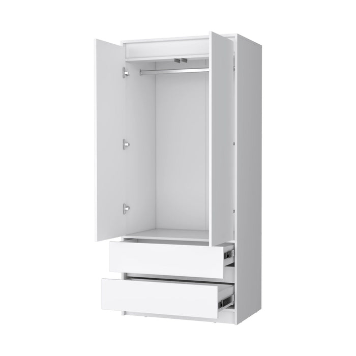 Accent Cabinet Soft Close With Multiple Shelves And Two Drawers - White