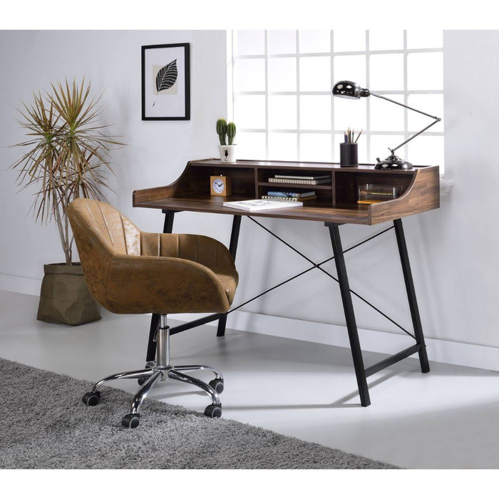 Sange - Writing Desk With USB - Walnut & Black ACME